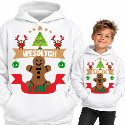 BLUZA Z KAPTUREM  ŚWIĄTECZNA  PIERNIK